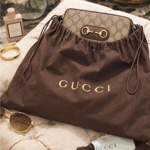 Authentic Gucci Large Dust Bag Brown Drawstring – Made in Italy Cotton